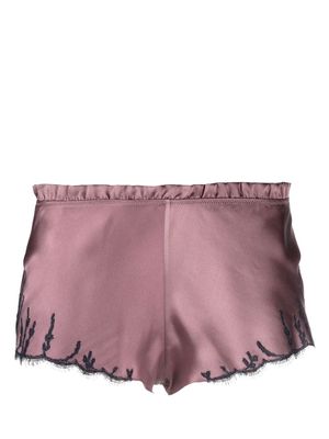 Carine Gilson Calais-Caudry ruffle-trim shorts - Purple