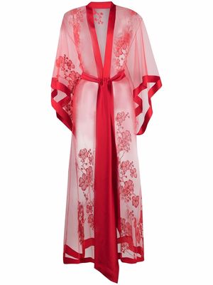Carine Gilson floral-detail dressing gown - Red