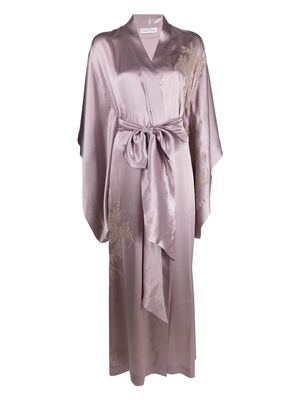 Carine Gilson floral-lace tie-waist robe - Pink