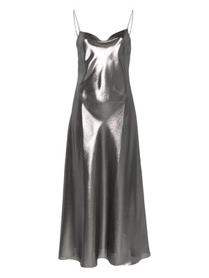 Carine Gilson lace-detail lurex slip dress - Silver