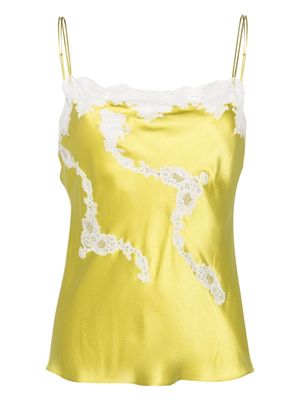 Carine Gilson lace-detail silk camisole - Yellow