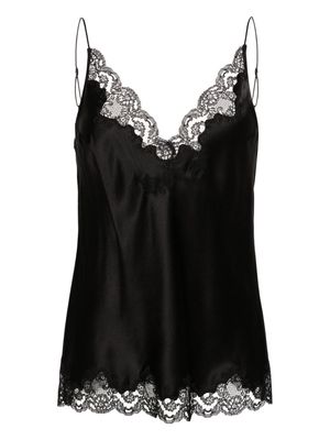 Carine Gilson lace-detail silk pyjama top - Black