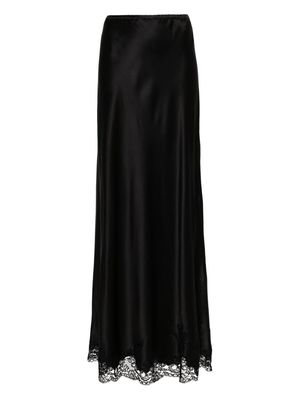 Carine Gilson lace-detail silk skirt - Black