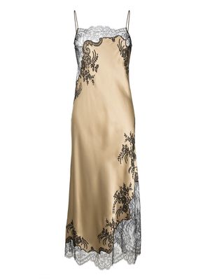 Carine Gilson lace-detail silk slip dress - Gold
