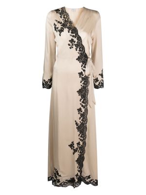 Carine Gilson lace-detailing silk-satin gown - Neutrals