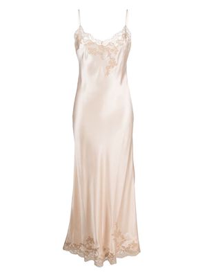 Carine Gilson lace-embellished silk night gown - Pink