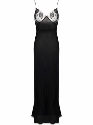 Carine Gilson lace long silk slip gown - Black