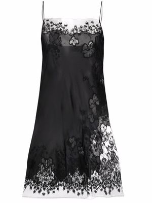 Carine Gilson lace-panel silk nightdress - Black
