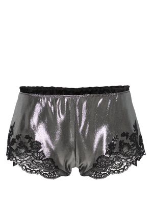 Carine Gilson lace-trim lurex pyjama shorts - Silver
