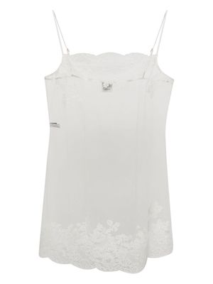 Carine Gilson lace-trim sheer nightdress - White