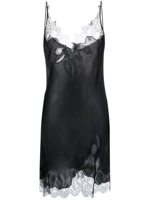 Carine Gilson lace-trim silk camisole dress - Black