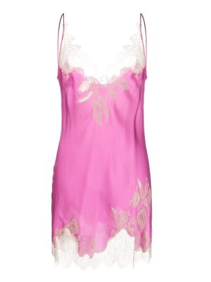 Carine Gilson lace-trim silk camisole dress - Pink