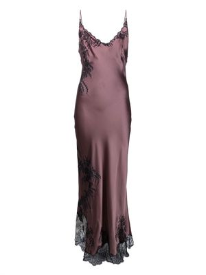 Carine Gilson lace-trim silk night gown - Purple