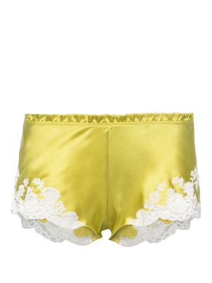 Carine Gilson lace-trim silk pyjama shorts - Yellow