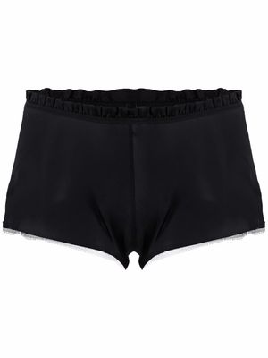 Carine Gilson lace-trim silk shorts - Black