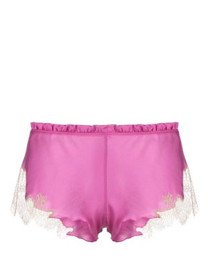 Carine Gilson lace-trim silk shorts - Pink