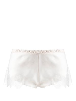 Carine Gilson lace-trim silk shorts - White