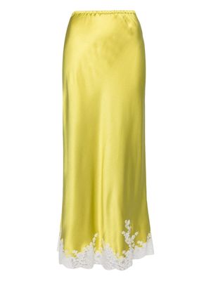 Carine Gilson lace-trim silk skirt - Yellow