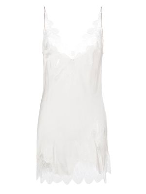 Carine Gilson lace-trim silk slip dress - White