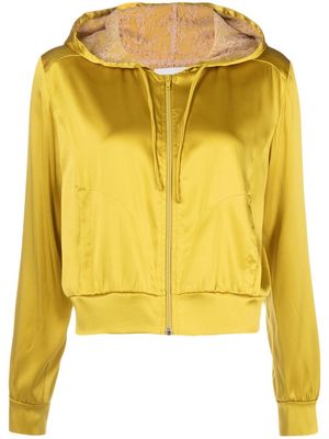 Carine Gilson satin-finish silk hoodie - Yellow