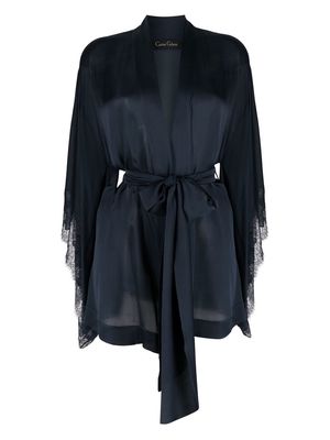 Carine Gilson silk lace-trim robe - Blue
