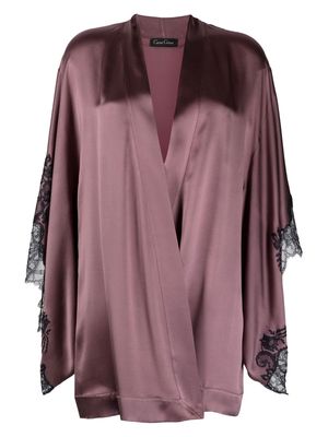 Carine Gilson silk lace-trim robe - Purple