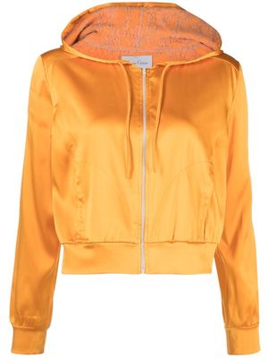 Carine Gilson zip-front silk hoodie - Orange
