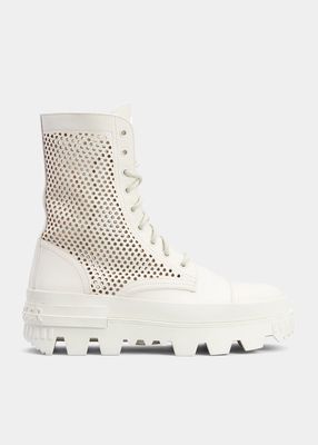 Carinne Perforated Lug-Sole Moto Boots