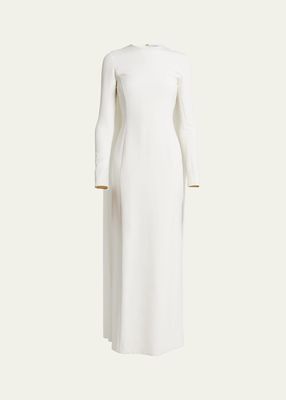 Carlota Long-Sleeve Cape Gown