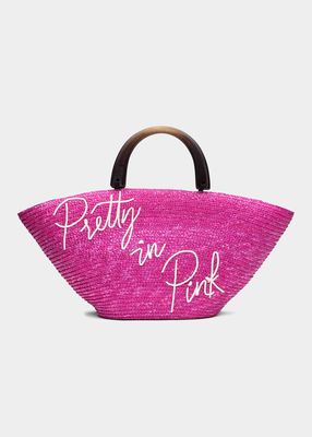 Carlotta Pretty in Pink Straw Tote Bag