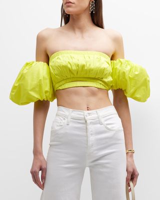 Carly Off-the-Shoulder Puff-Sleeve Crop Top