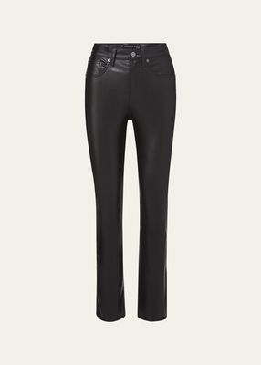 Carly Vegan Leather Kick-Flare Cropped Jeans