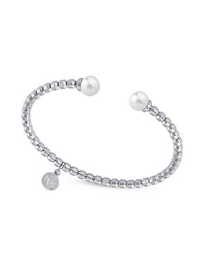 Carmen Faux White Pearl Flexible Steel Bracelet