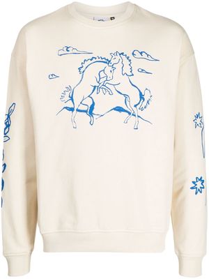 CARNE BOLLENTE Crazy Horses print sweatshirt - Neutrals