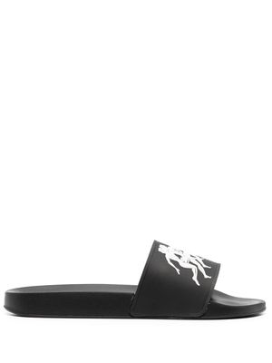 CARNE BOLLENTE embossed print slide sandals - Black