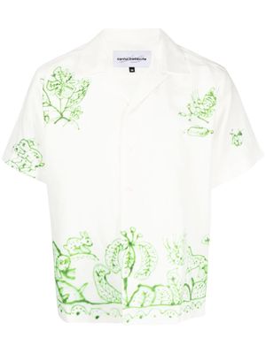 CARNE BOLLENTE graphic-print linen-blend shirt - White
