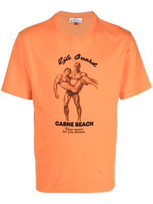 CARNE BOLLENTE Life Guard Carne Beach print T-shirt - Orange