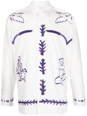 CARNE BOLLENTE painted-design cotton shirt - White