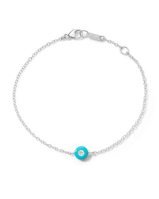 Carnevale Stardust Solitaire Chain Bracelet with Ceramic, Size M, Turquoise