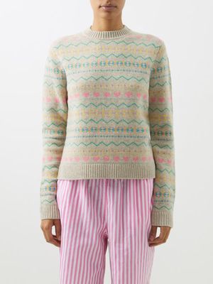Caro Editions - Fair Isle Wool Sweater - Womens - Beige Multi