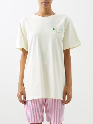 Caro Editions - Logo-embroidered Organic Cotton-jersey T-shirt - Womens - White Multi