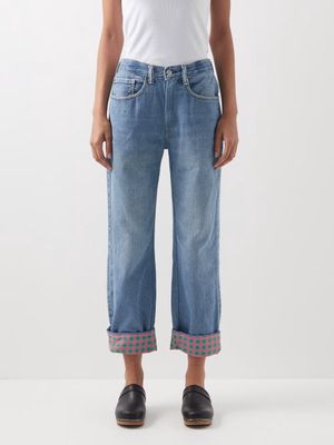 Caro Editions - Reworked Levi's Denim Straight-leg Jeans - Womens - Pink Green