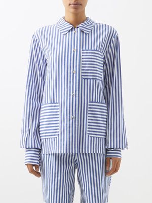 Caro Editions - Striped Cotton-poplin Shirt - Womens - Blue White