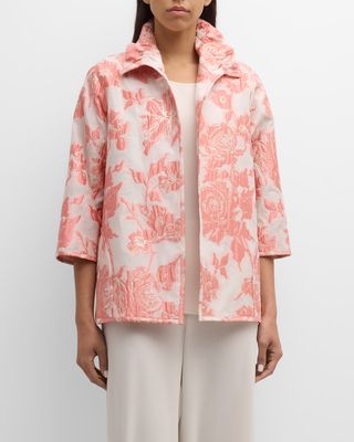 Carol Rose Metallic Floral Jacquard Jacket
