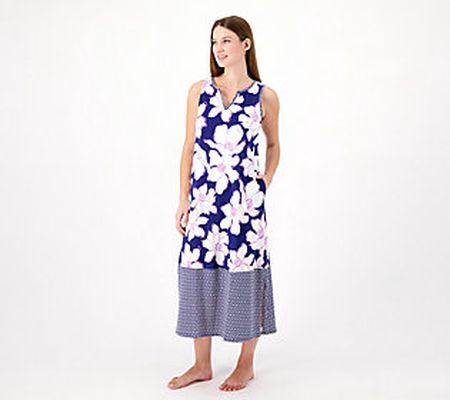 Carole Hochman 100% Cotton Twin Print Tiered Maxi Dress