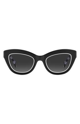 Carolina Herrera 51mm Gradient Cat Eye Sunglasses in Black White /Grey Shaded