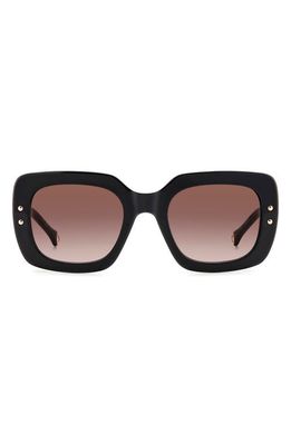 Carolina Herrera 52mm Rectangular Sunglasses in Black Burgundy/Brown Gradient