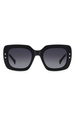 Carolina Herrera 52mm Rectangular Sunglasses in Black White/Grey Shaded