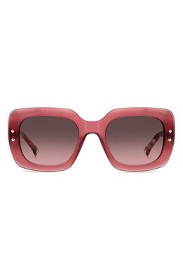 Carolina Herrera 52mm Rectangular Sunglasses in Blue Red Havana/Brown Pink