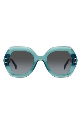 Carolina Herrera 52mm Square Sunglasses in Teal Havana/Gray Green